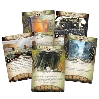Arkham Horror The Card Game in Too Deep Mythos Pack - Unravel The Innsmouth Conspiracy! Cooperative Living Card Game, Ages 14+, 1-4 Players, 1-2 Hour Playtime, Made by Fantasy Flight Games - size: Mythos Pack, style: In Too Deep