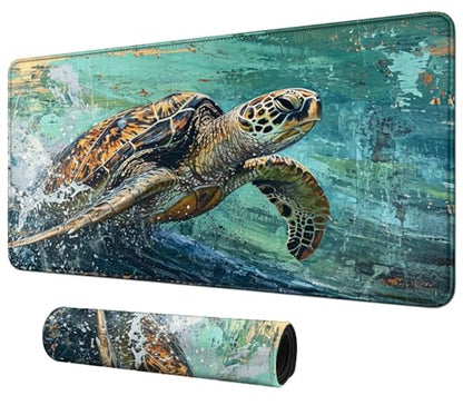 Sea Turtles for MTG & TCG Playmat Mouse Pad,BFDHGQZC 24" x 14" Game Mat for MTG/RPG/CCG Trading Card Game Playmats Table Mat Perfect for Card Games Video Games Computer Office - color: Sea Turtles