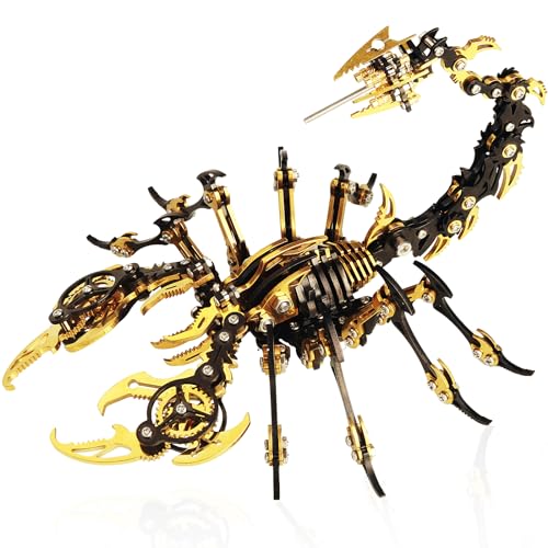 3D Metal Puzzles for Adults, Scorpion 3D Metal Model Kits to Build DIY Colorful 3D Metal Puzzle Ornaments for Adults,Teens Birthday Christmas - color: Black and Gold