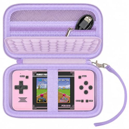 casmilee Handheld Game Console Case for WELLST·G/TaddToy/Beijue | Hard Shell, Padded Divider and Mesh Pocket, Carabiner Carry, for Kids and Adults, Case Only, Purple - color: Purple