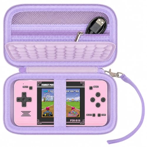 casmilee Handheld Game Console Case for WELLST·G/TaddToy/Beijue | Hard Shell, Padded Divider and Mesh Pocket, Carabiner Carry, for Kids and Adults, Case Only, Purple - color: Purple