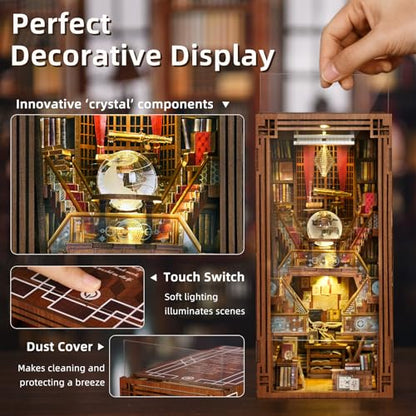 MiniCity Beyond Library Book Nook Kit, DIY Wooden Bookshelf Model with LED | Create a private library for display; LED, dust cover, glue/tools and guide included; 520 pieces, 8-10 hr build, ages 14+. - style: Beyond Library