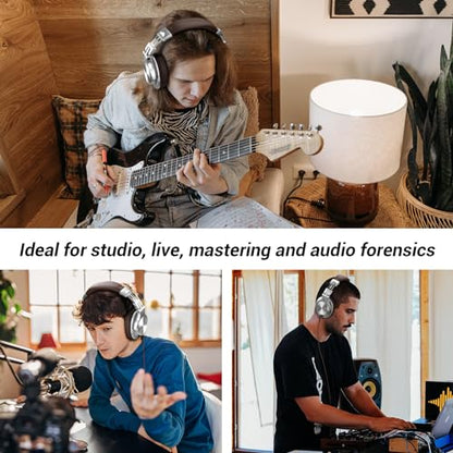 OneOdio A70 Bluetooth Over Ear Headphones, Wireless Headphones w/ 72H Playtime, Hi-Res, 3.5mm/6.35mm Wired Audio Jack for Studio Monitor & Mixing DJ E-Guitar AMP, Computer Laptop PC Tablet - Silver - color: Silver