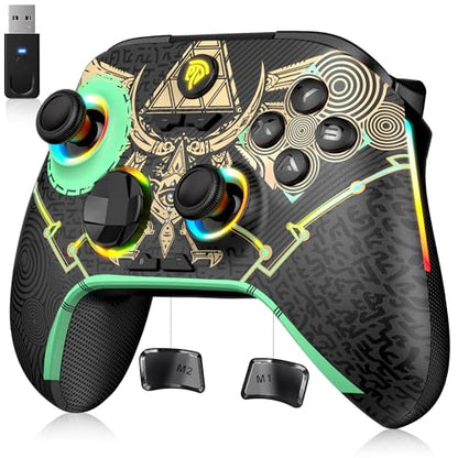 EasySMX X15 PC Controller - Enhanced Wireless Bluetooth Controller with Hall Joysticks/Hall Triggers/RGB Lighting - No Stick Drift, No Dead Zone - Work for Windows PC, Android, Steam and Switch - color: 카본 블랙.