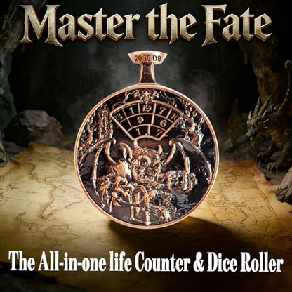 DND Dice Roller D4-D20 Metal Pocket Watch 3D Dragon Art Copper | All-in-one dnd spinner dice. metal pocket watch design.press to roll. zinc alloy metal. mtg ttrpg gifts - color: Dice Roller- Copper