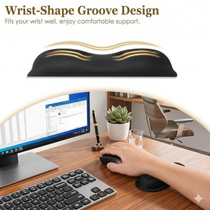 Wrist Rest for Mouse - Ergonomic Memory Foam Computer Wrist Support Pad, Massage Holes Design for Wrist Pain Relief (5.5 x 3.1 x 1 in, Black)