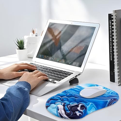 Mouse Pad Wrist Support, Ergonomic Mouse Pad with Wrist Rest, Comfortable Computer Mouse Pad for Laptop, Pain Relief Mousepad with Non-Slip PU Base Ocean Blue - color: Ocean Blue