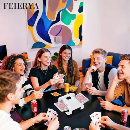 FEIERYA Automatic Card Shuffler 2/1/4/6 Deck,Battery-Operated Electric UNO Poker Shuffler,Playing Card Shuffler for Home Card Game,Travel - size: 2 Decks Rechargeable