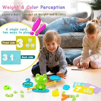 Frog Balance Counting Toys, Cool Math Learning Games for Boys and Girls, Educational Number Preschool Toy, Fun Children's Gift STEM Math Games for Kids Age 3+ (63 PCS) - style: Frog