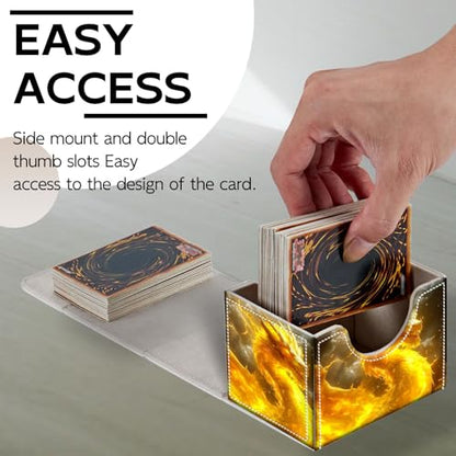 Trading Card Storage Box, Holds 100+ for MTG Cards, Premium PU Leather with Magnetic Closure, Golden Dragon With Lightning Durable Deck Box for Magic the Gathering, Trading Card Games - color: Golden Dragon With Lightning