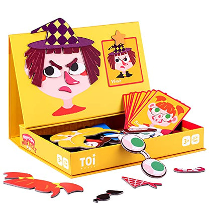 Toi Kids Magnet Toys Magnetic Jigsaw Puzzle Boxes with Game Board for Kids Ages 3-8, Preschool Tabletop Toy for Toddlers, Portable Travel Game, Make Face - style: Make Face