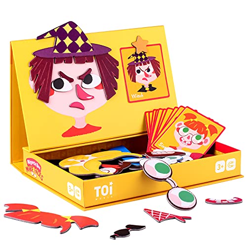 TOI Kid Magnet Toys Magnetic Jigsaw Puzzle for Kids Ages 3-5, Make Face | Portable Travel Puzzle, Toddler Magnetibook with Game Board, Preschool Educational Game, Home School Tabletop Activity Gift - style: Make Face