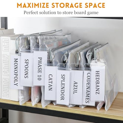 Lukeline Board Game Storage Kit with 12 Sets of Zipper Pouch Bags and Sorting Label Tabs, Board Game Organizer and storage for Board Games, Bricks, Puzzles, Toys, Craft Projects, School Supplies