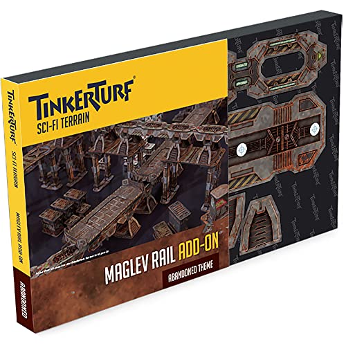 TinkerTurf Sci-Fi Terrain: MagLev Rail Add-on, Abandoned Theme, Sturdy, Affordable, Great-Looking Full-Color Terrain, Quick and Easy to Assemble, Virtually Limitless Setups - style: Add-On (Abandoned)