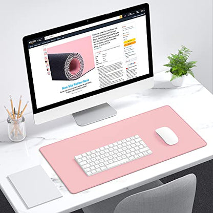 Dapesuom Large Mouse Pad, Extended Gaming Mouse Mat with Stitched Edges, Full Size Desk Mats with Non-Slip Base, Computer Big Desktop Keyboard Pad for Gamer, Laptop, Office, 23.6 x 11.8 in, Pink - color: Pink, size: 23.6L x 11.8W inches