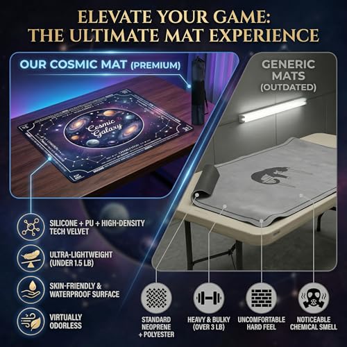 Mahjong Mat for Table - 32.3 Inch Waterproof & Non-Slip PU Velvet Surface, Lightweight No Crease No Odor Design for Noise Reduction,Includes Printed Rules (Galaxy) - color: Galaxy