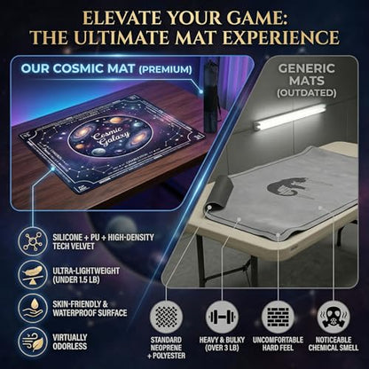 Mahjong Mat for Table - 32.3 Inch Waterproof & Non-Slip PU Velvet Surface, Lightweight No Crease No Odor Design for Noise Reduction,Includes Printed Rules (Galaxy) - color: Galaxy