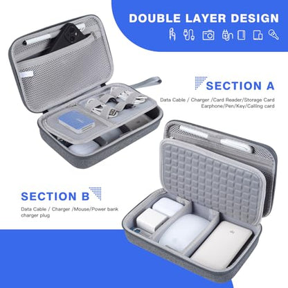 Hard Electronic Organizer Travel Case for MacBook Power Adapter Chargers Cables Power Bank Apple Magic Mouse Apple Pencil USB Flash Disk SD Card Hard Drive Waterproof Shockproof Carrying Case, Grey - color: Grey