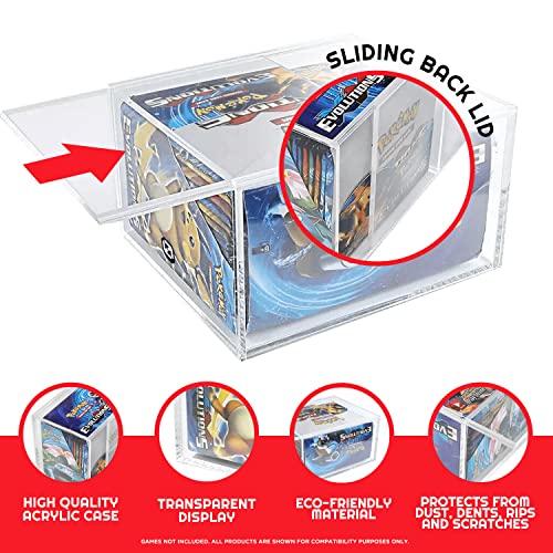 EVORETRO Booster Box Acrylic Case Protector for Pokemon, Sliding Lid | 1 Pack | 4mm Thick | UV-Resistant & Acid-Free | Crystal-Clear Scratch-Resistant Display | Snug Fit for Sealed Booster Boxes - style: Booster Lid (1)