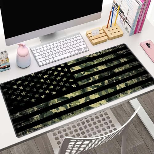 Large Mouse Pad, Desk Mat, Gaming Mouse Pad, XL Mouse Pad for Desk, Desk Pad for Keyboard Mice, Desk Matt for Desktop, Extended Long Mousepad Thin, 31.5 x 11.8 Inch American Flag with Camouflage - color: American Flag With Camouflage
