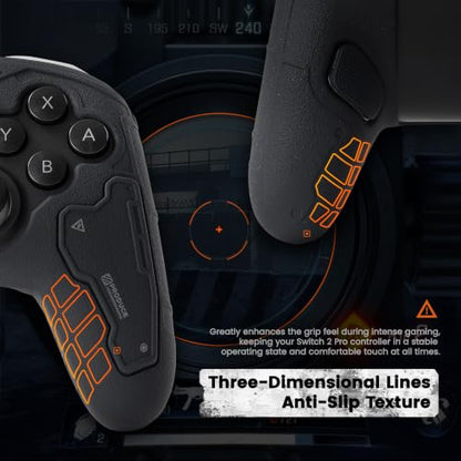 GesTac Silicone Case Compatible with Switch 2 Pro Controller, Protective Cover Skin, Tactical Anti-Slip Grip Cover, Shockproof Soft Silicone Sleeve, Sweat-Resistant, 3D Texture – Black