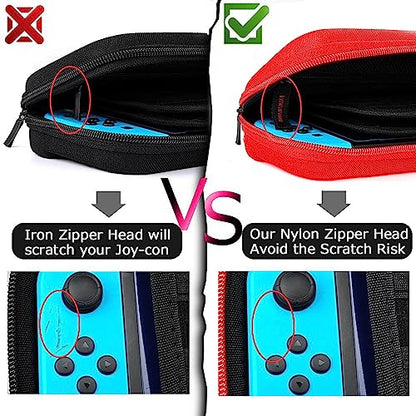 daydayup Switch Carrying Case Compatible with Nintendo Switch/Switch OLED, with 20 Games Cartridges Protective Hard Shell Travel Carrying Pouch DS Case - color: Red, size: 2017-Inch