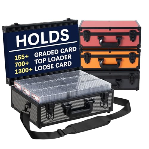 Graded Card Storage Box – Holds 155+ Graded Cards or 700+ Top Loaders - Aluminum Alloy Trading Cards Case, Sports Card Storage Box with Lock, Fits PSA, CSG, BGS (XL Carbon Fiber) - color: Carbon Fiber, size: XL-for Graded Cards