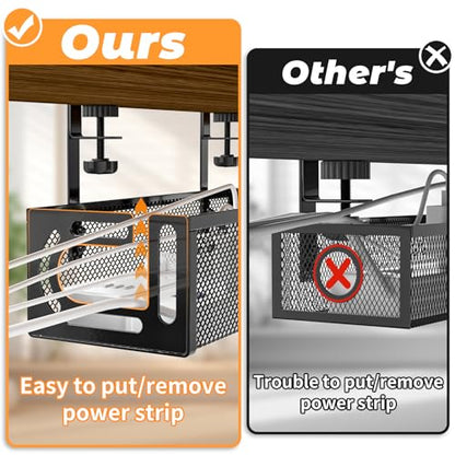 Under Desk Cable Management Tray, 15.7'' No Drill Steel Desk Cable Organizers, Wire Management Tray Cable Management Rack (1 Pack-Black) - color: 1 Pack-15.7"-Black
