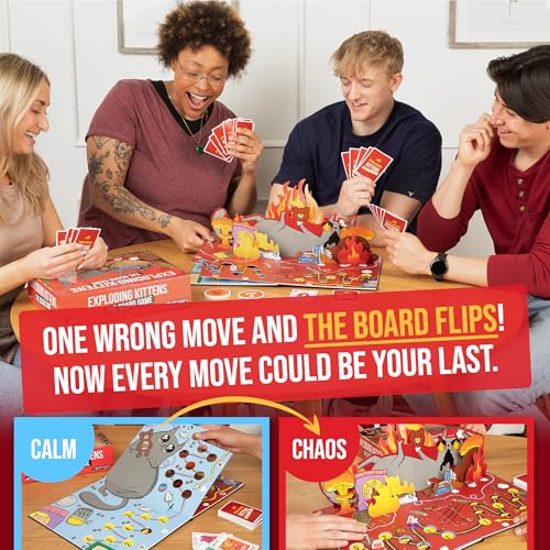 Exploding Kittens The Board Game 2-6, Age 7+ Flippable Game Board | One of the bestselling card games of all time is now a board game! Flip the pop-up board, strategize, sabotage, and surprise.