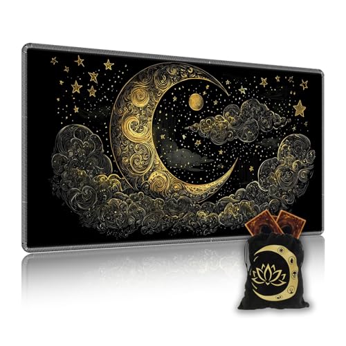 for MTG Playmat in Storage Bag, Commander Board Game Play Mat Desk Pad, Hand-Painted Stitched Edges Aged Map 27.6x15.7 in,Ideal for TCG/MTG/CCG/RPG Game Playmat, Starry Night - color: Starry Night, size: 15.7*27.6 in