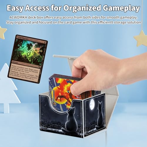 for MTG Commander Deck Box,Card Deck Box for Trading Yugioh MTG,Fits 100 Double Sleeved Cards,PU Leather Strong Magnet Case for Magic Commander TCG CCG,Cute Little Cat - color: Cute Little Cat