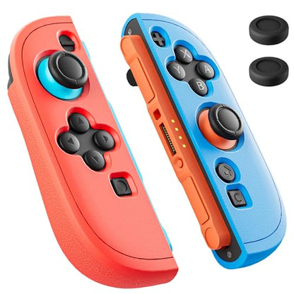 PAWDIARY Switch 2 Controller Case Silicone Softshell, [2 Pieces] Frosted Switch 2 2025 Grip Cover Protector and 2 Thumb Caps, Comfort Handheld Controller Skin Accessories - Red&Blue - color: Red-Blue