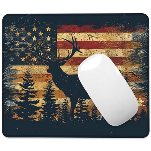 American Flag Wildlife Mouse Pad Square Mouse Mat Non-Slip Rubber Base Mousepad with Stitched Edge, Portable MousePads for Desk Computers Laptop Office, 9.5x8 Inches - color: American Flag Wildlife
