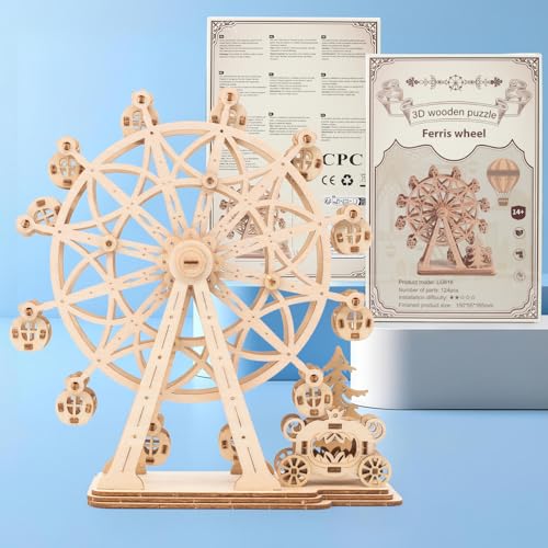 Ferris Wheel 3D Wooden Puzzle DIY Building Model Kit | For Adults, Xmas Gift - style: Ferris Wheel