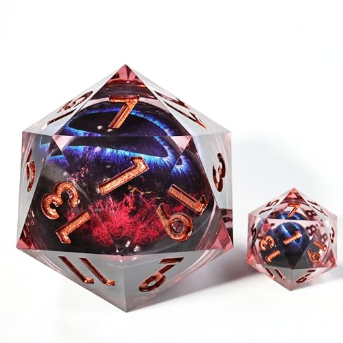 Mini Planet 50mm Chonk D20 DND Liquid Core Dungeons and Dragons RPG Eyeball Handmade Resin Polyhedral Dice - color: Dragon Eye Dice 7