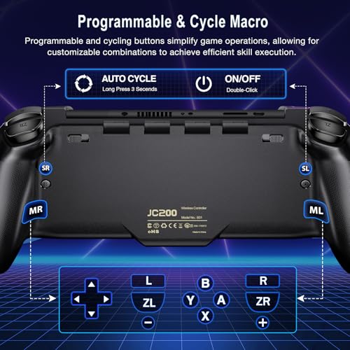 NealGamefy Switch Controllers,Wireless Switch Pro Controller for Nintendo Switch/OLED Controller,Upgrade Full-Size Ergonomic One Piece Handheld Controller with Programmable,TURBO,Vibration - color: Black-stars