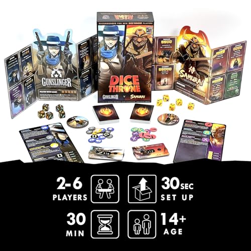 Dice Throne Box Game - Strategic Dice & Card Battler (Gunslinger v Samurai) - style: Gunslinger v Samurai