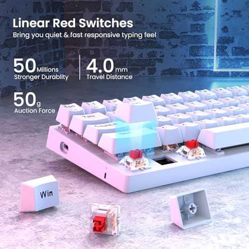 60% Wired Mechanical Gaming Keyboard with Red Switches, LED Backlit | 61 Keys Ultra-Compact Mini Portable Office Keyboard for PC/Mac/Xbox, 18 LED Backlight, Easy to Carry On Trip, White - color: White