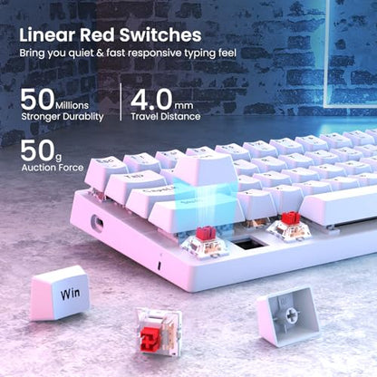 60% Wired Mechanical Gaming Keyboard with Red Switches, LED Backlit | 61 Keys Ultra-Compact Mini Portable Office Keyboard for PC/Mac/Xbox, 18 LED Backlight, Easy to Carry On Trip, White - color: White
