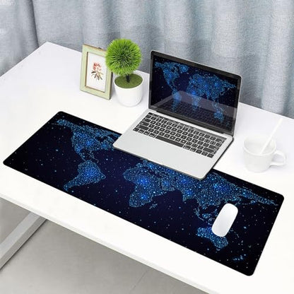 Large Gaming Mouse Pad with Stitched Edges, Desk Pad Extended Keyboard Mat, Non-Slip Rubber Base Mousepads for Laptop, Office, Home, 31.5X11.8 inch Galaxy World Map - color: 25 Galaxy World Map