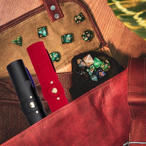 SIQUK 2 Pieces Dog Dice Tray Folding Dice Rolling Trays PU Leather Scroll Dices Holder Storage for D&D RPG Games (Blue, Red) - color: Blue, Red