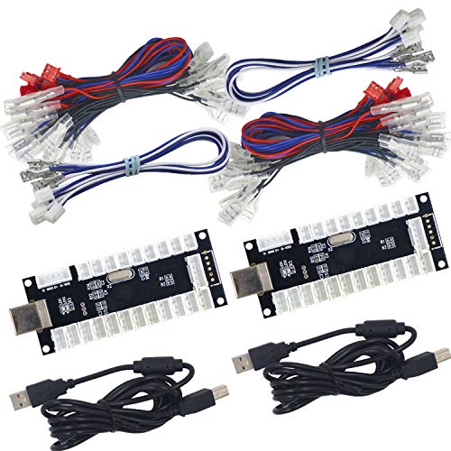 SJ@JX 2-Player LED USB Encoder to Arcade Joystick and LED Arcade Buttons for PC, MAME and Raspberry Pi - color: happ