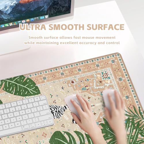 Baziabbo Cute Desk Mat,XXL Extended Large Mouse Pad,Gaming Mousepad with Stitched Edge,Non-Slip Rubber Base Keyboard Desk Pad for Home Office Study Game (Khaki Lion) - color: Khaki Lion