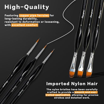 Detail Paint Brushes Set 10pcs Miniature Brushes for Fine Detailing, Acrylic,Model, Face, Figurine, Watercolor, Oil, Triangular&Circular Grip, Nylon Bristles - color: 10pcs Black Combo Set