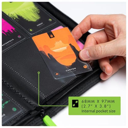 Vault X 4 Pocket Zip Trading Card Binder 160 Cards Exo-Tec (Yellow) | Holds 160 standard-size TCG cards in 20 side-loading 4-pocket pages. Padded, water-resistant Exo-Tec cover. - color: Yellow