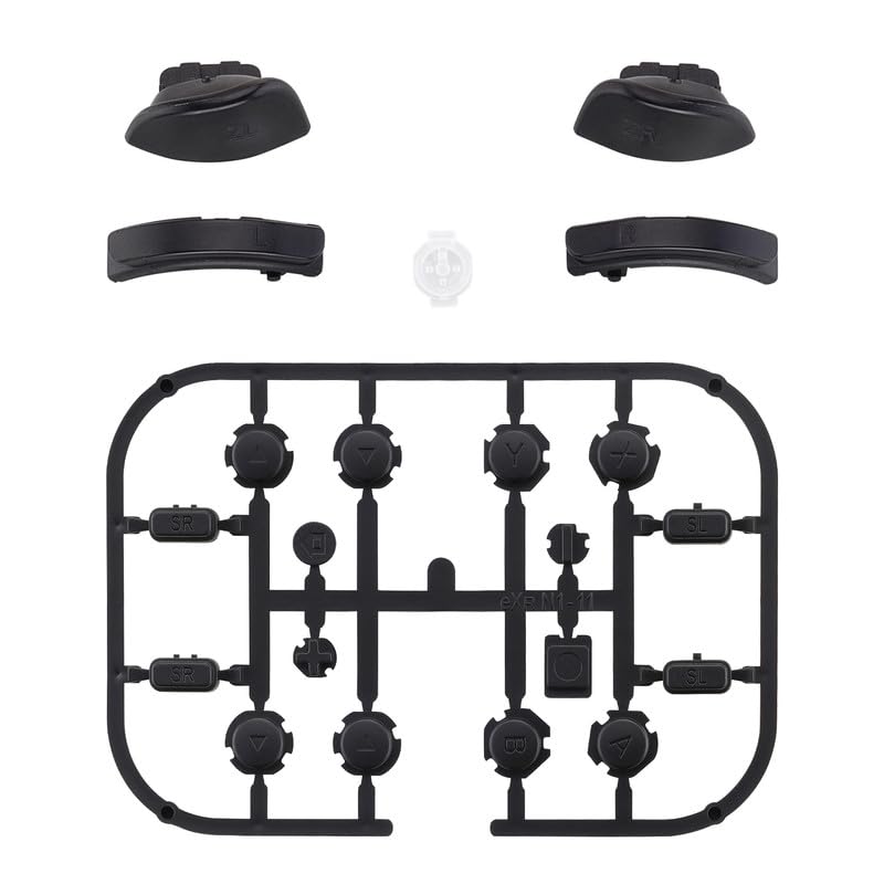eXtremeRate DIY Full Set Buttons for Nintendo Switch & Switch OLED, Custom Replacement Buttons for JoyCon, ABXY Direction Keys SR SL L R ZR ZL + - Home Capture Trigger Buttons Springs - Black - color: Black