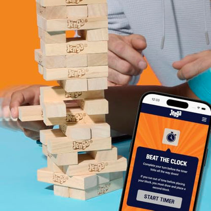Official Hasbro Games Jenga Game | Digital Die for 6 More Ways to Play | Original Wood Block Game | Stacking Tower | Ages 6+ | 1+ Players | Party Games