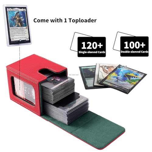 Venssu MTG Deck Box with Commander Display, Angel Card Deck Case Fits 120 Single Sleeved Cards, TCG Card Storage Box with 2 Dividers and 1 Toploader (White＆Grey) - color: Angel