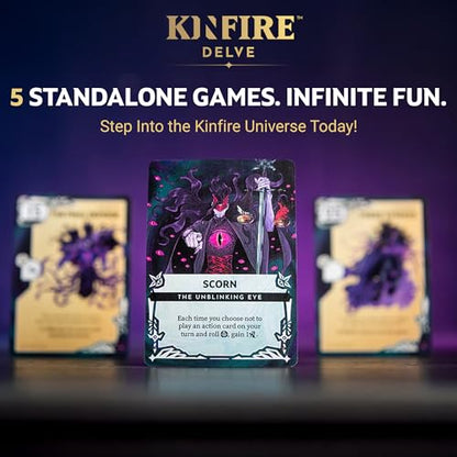 Kinfire Delve: Scorn’s Stockade – Solo or 2-Player Tactical Card and Dice Game, Battle Illusions, 60+ Min Gameplay – Replayable Adventure – Ages 14+ (Part of the Kinfire Universe: 5 Standalone Games)