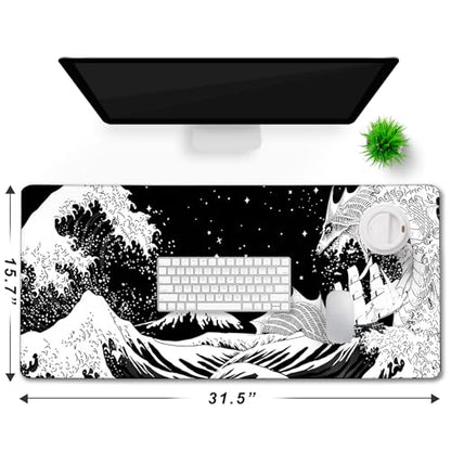 TEDNETGO Extra Large Mouse Pad, Gaming Mouse Pad, Waterproof Extra Large Mousepad with Stitched Edges, Non-Slip Base Keyboard Pad for Gamer, Office & Home, 31.5 x 15.8, Dragon - color: Dragon, size: 31.5L x 15.7W inches